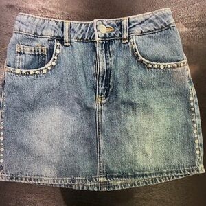 Denim Kids Skirt with Studded Details